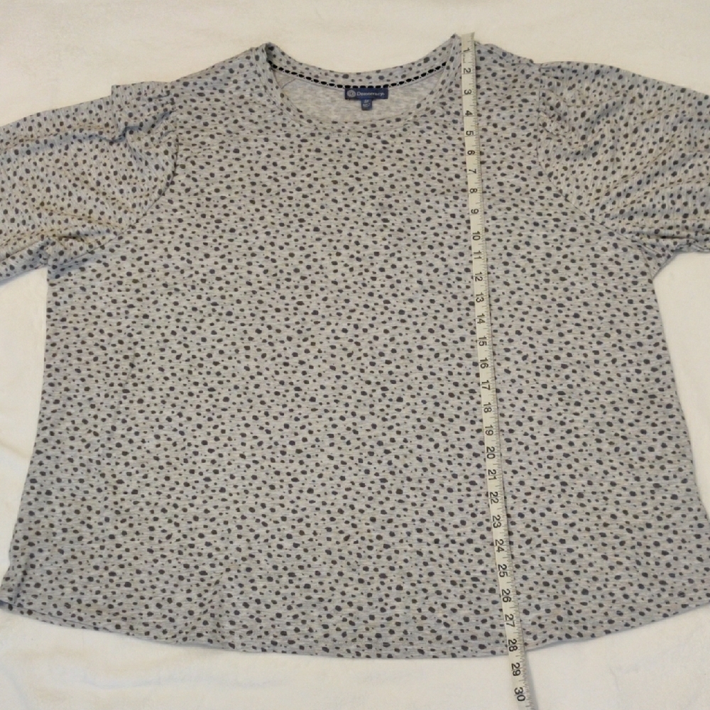DEMOCRACY. Gray Polka Dot Women's Top - Picture 7 of 7